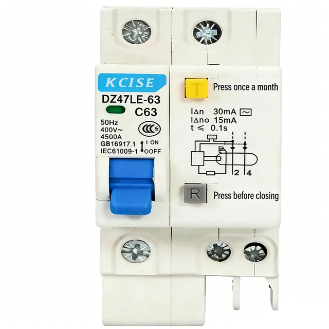 DZ47LE-63 1P+N RCBO Miniature Circuit Breaker with Leakage Protection 10A 16A 32A 63A 30mA 6kA Household Leakage Air Switch