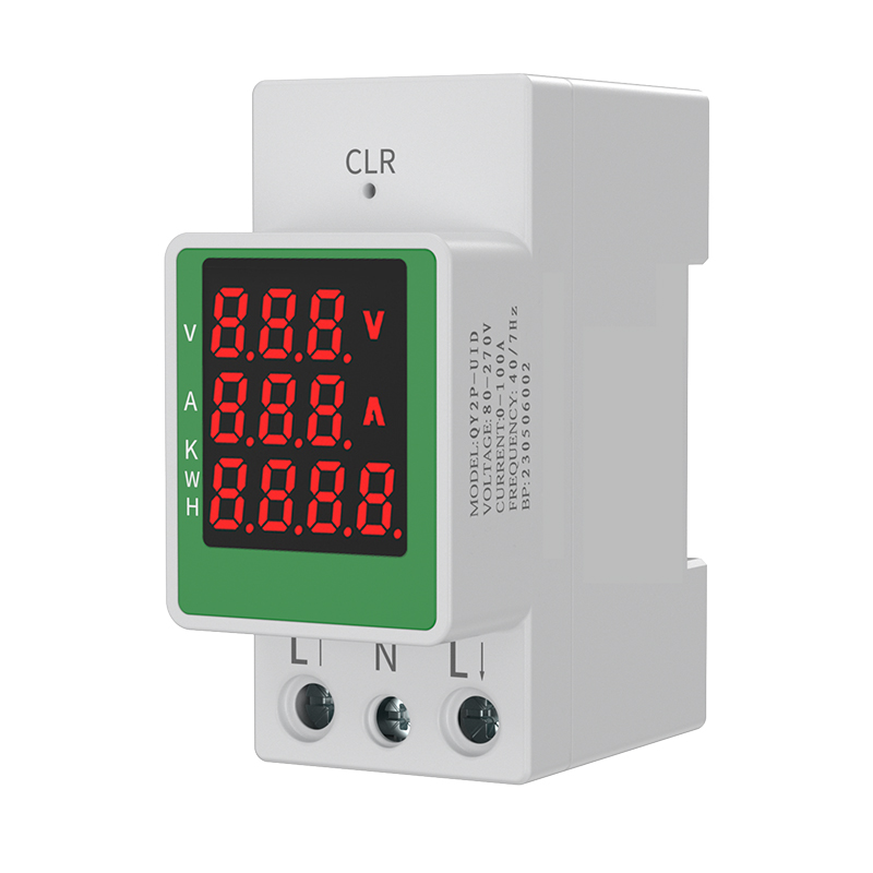 Close-up view of the LCD display and flame-retardant PC/ABS housing on the DIN Rail Smart Energy Meter