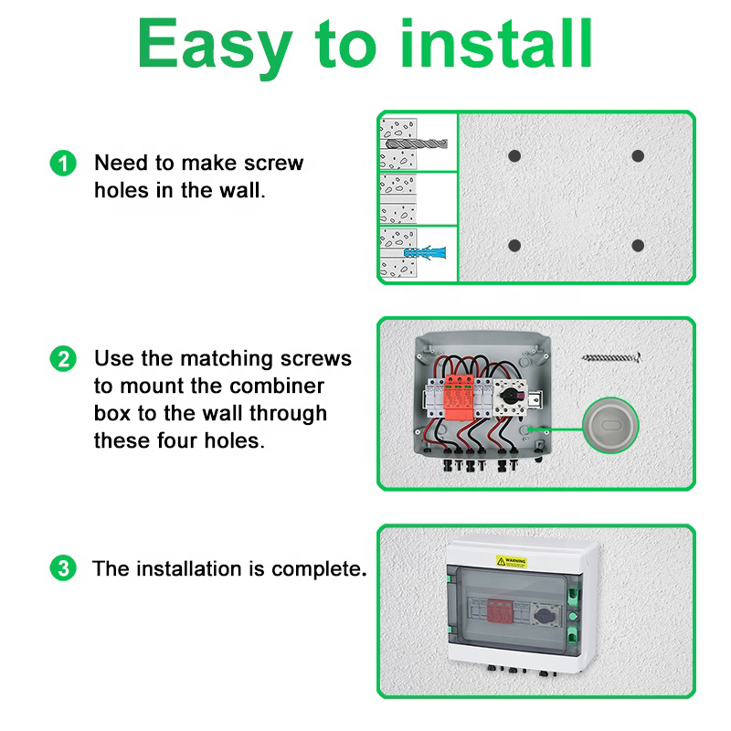 1000V 32A Solar Combiner Box Wall Mounted Installation and Wiring
