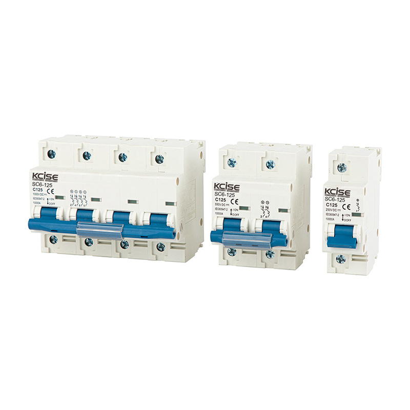 SC6-125 125A 2-Pole DC MCB for Solar PV Systems showing front profile and toggle switch